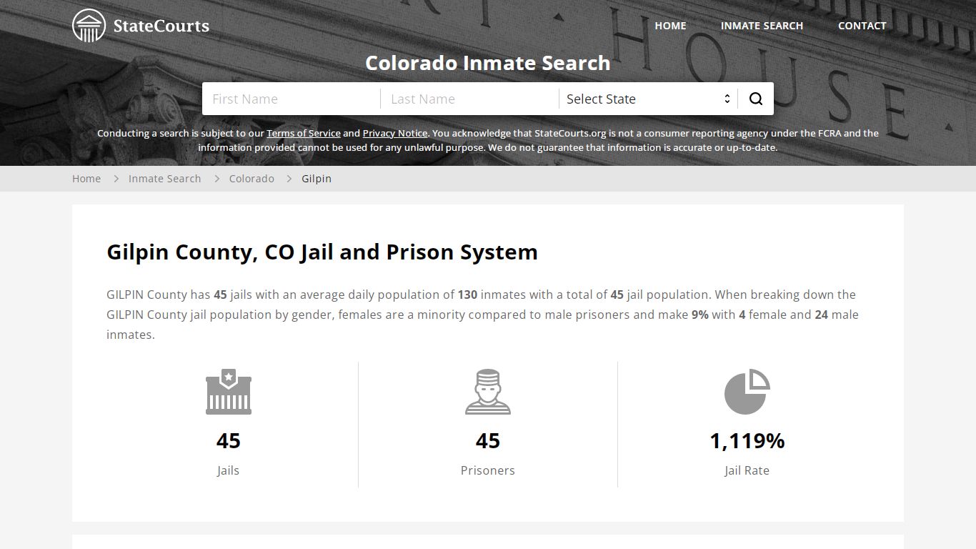 Gilpin County, CO Inmate Search - StateCourts