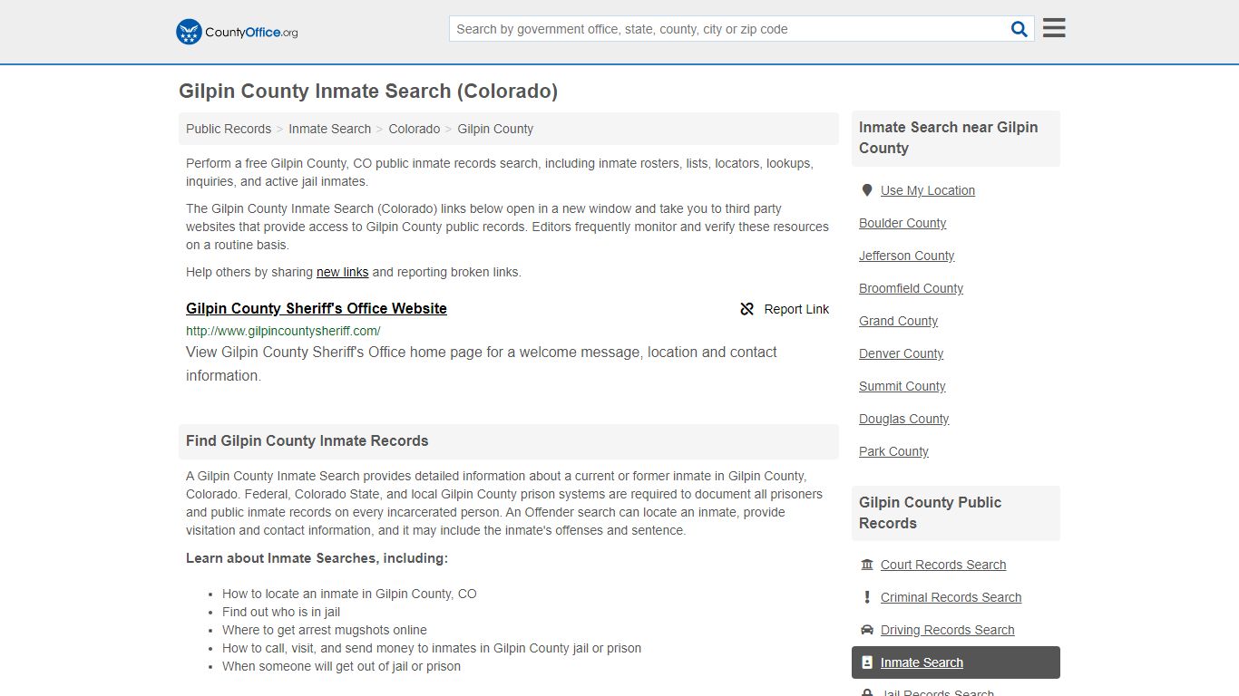 Inmate Search - Gilpin County, CO (Inmate Rosters & Locators)