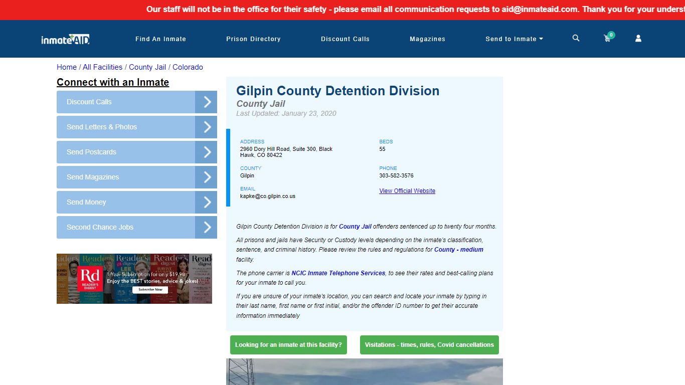 Gilpin County Detention Division - Inmate Locator - Black ...